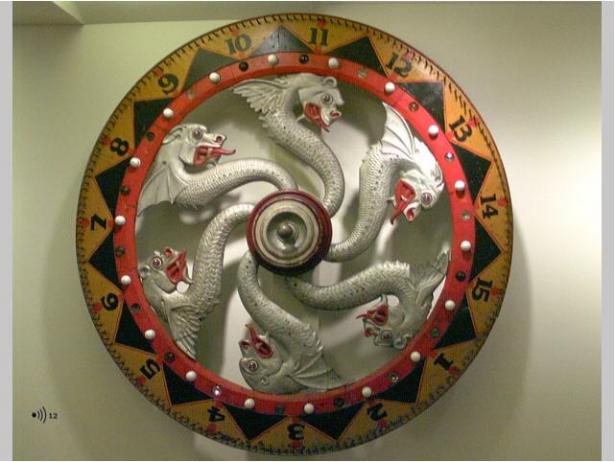 Gambling wheel, 1900-1920. Wood, glass, metal. Purchase, 1995.2